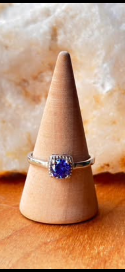 Sterling silver and Tanzanite ring stamped 9.25